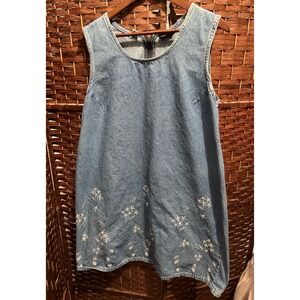 Eric Charles Denim Dress Women 1X Sleeveless Blue Flaw, read!